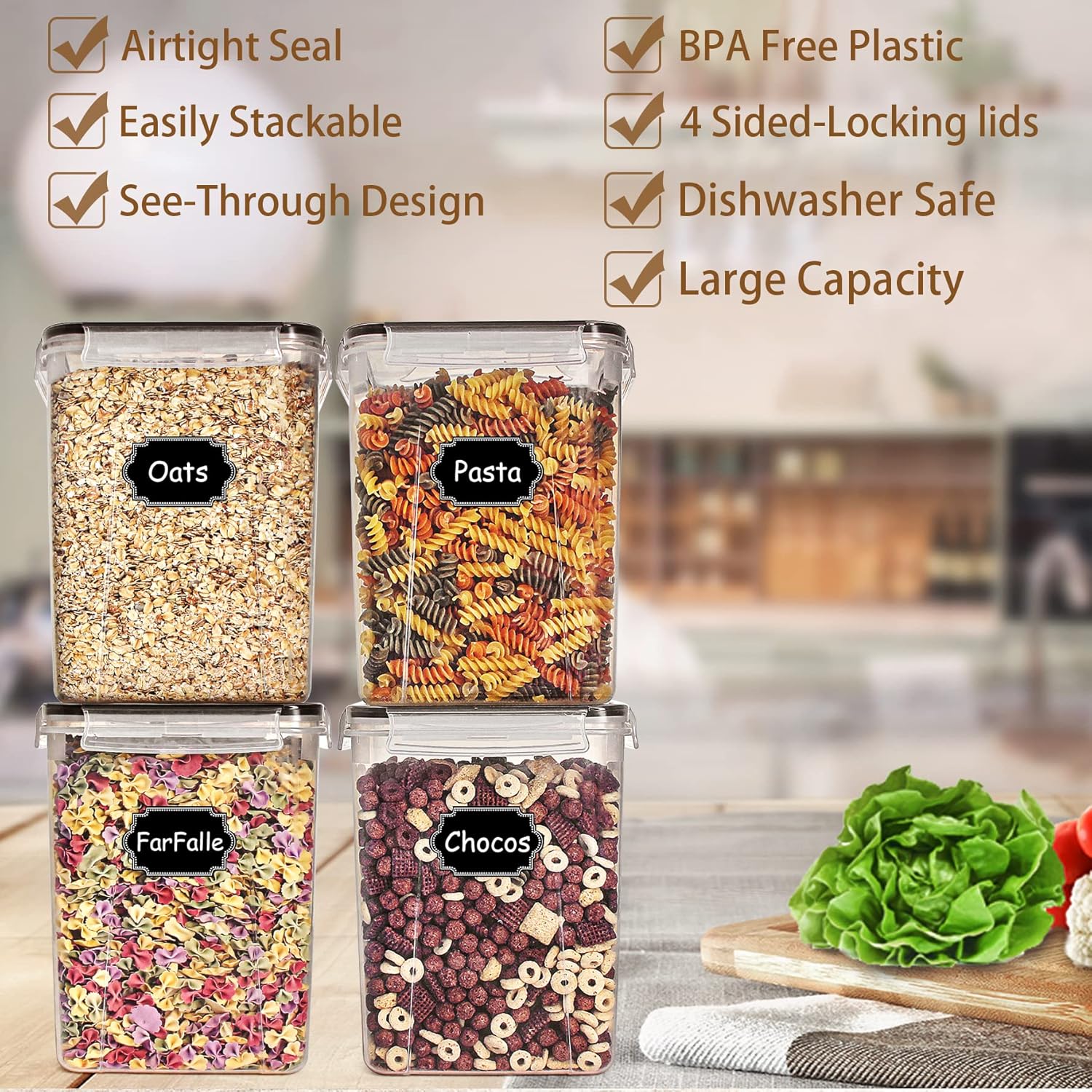 Tyrixma, juego de 4 recipiente - Food Snacks Label reseña y precio
