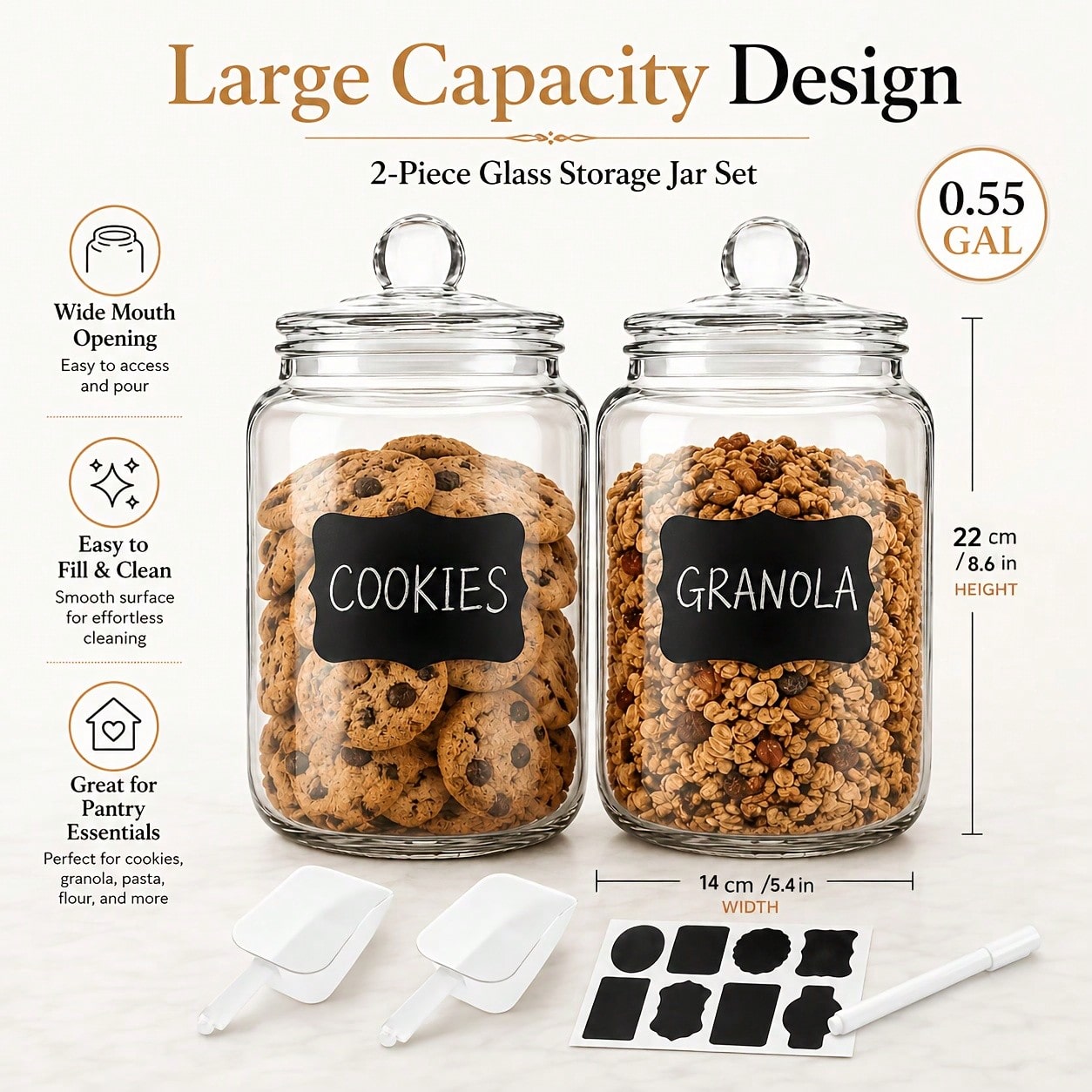 Juego de 2 recipientes de vidr - Food Snacks Label reseña y precio